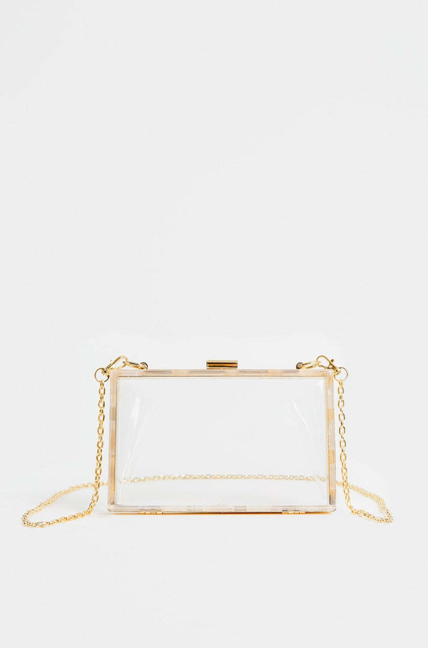 J'adore Clear Crossbody Clutch Bag - Clear-Laseno.All Rights Reserved.