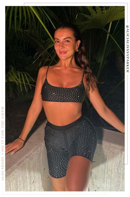 Weekend Fun Studded Biker Short Set - Black-Laseno.All Rights Reserved.