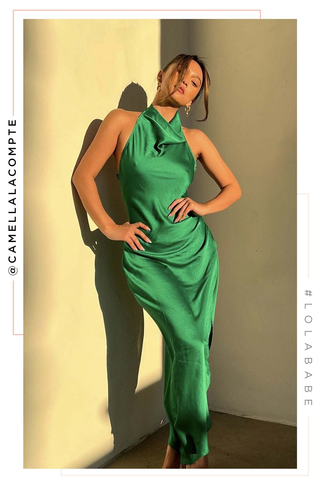 Night Gala Halter Neck Satin Dress - Green-Laseno.All Rights Reserved.