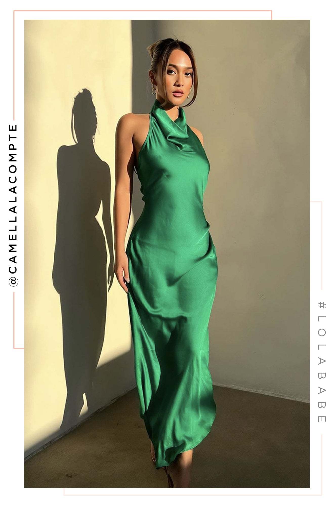 Night Gala Halter Neck Satin Dress - Green-Laseno.All Rights Reserved.