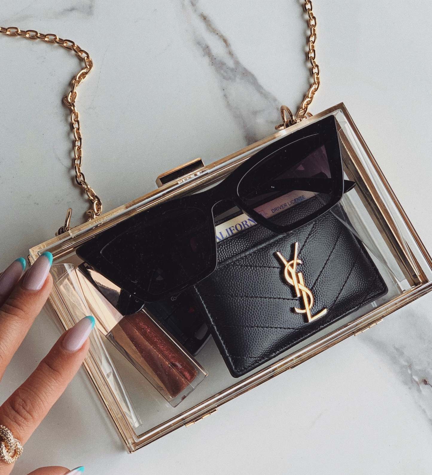 J'adore Clear Crossbody Clutch Bag - Clear-Laseno.All Rights Reserved.