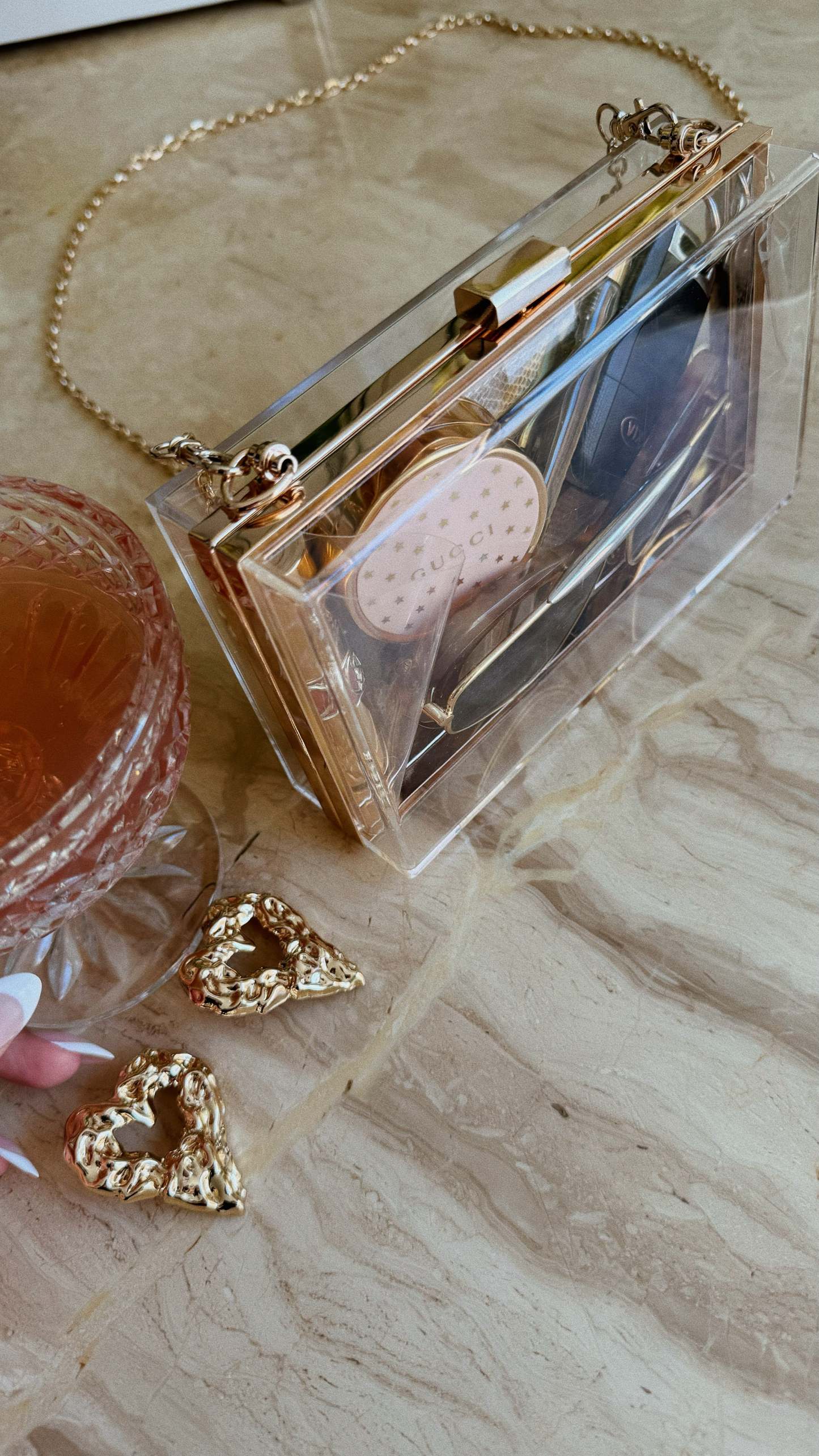 J'adore Clear Crossbody Clutch Bag - Clear-Laseno.All Rights Reserved.