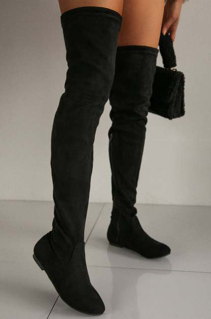 Strut & Slay Over The Knee Boots - Black-Laseno.All Rights Reserved.
