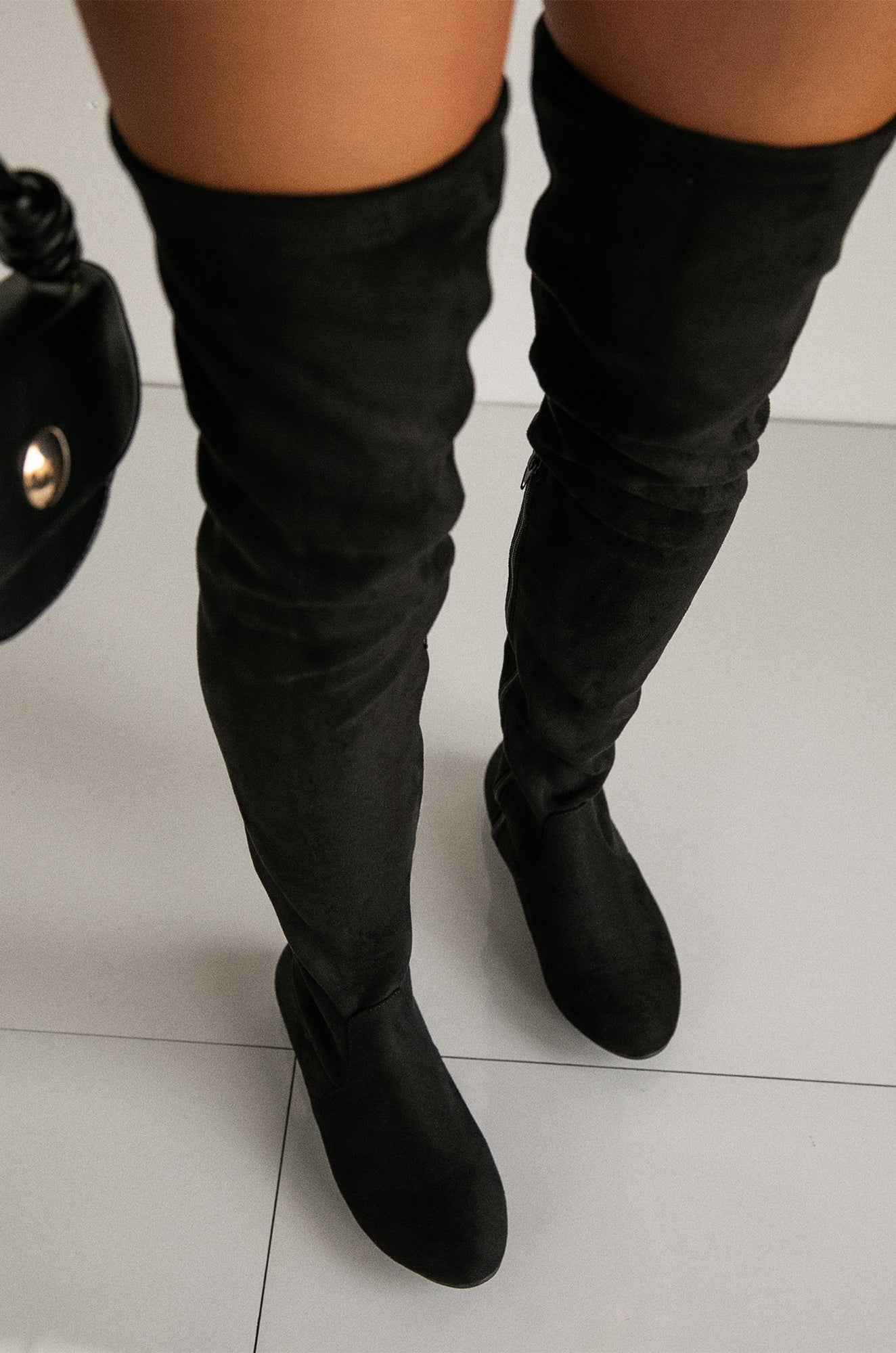 Strut & Slay Over The Knee Boots - Black-Laseno.All Rights Reserved.