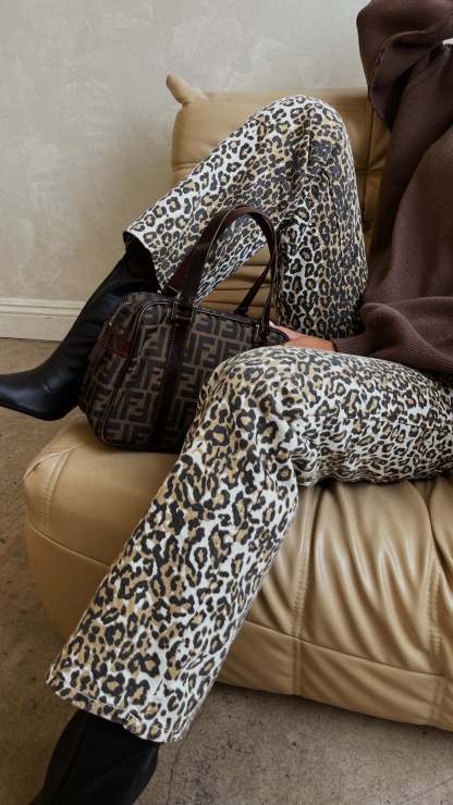 Naya Leopard Denim Straight Leg Pant - Leopard-Laseno.All Rights Reserved.