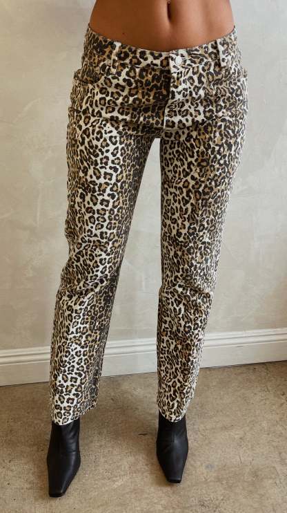 Naya Leopard Denim Straight Leg Pant - Leopard-Laseno.All Rights Reserved.