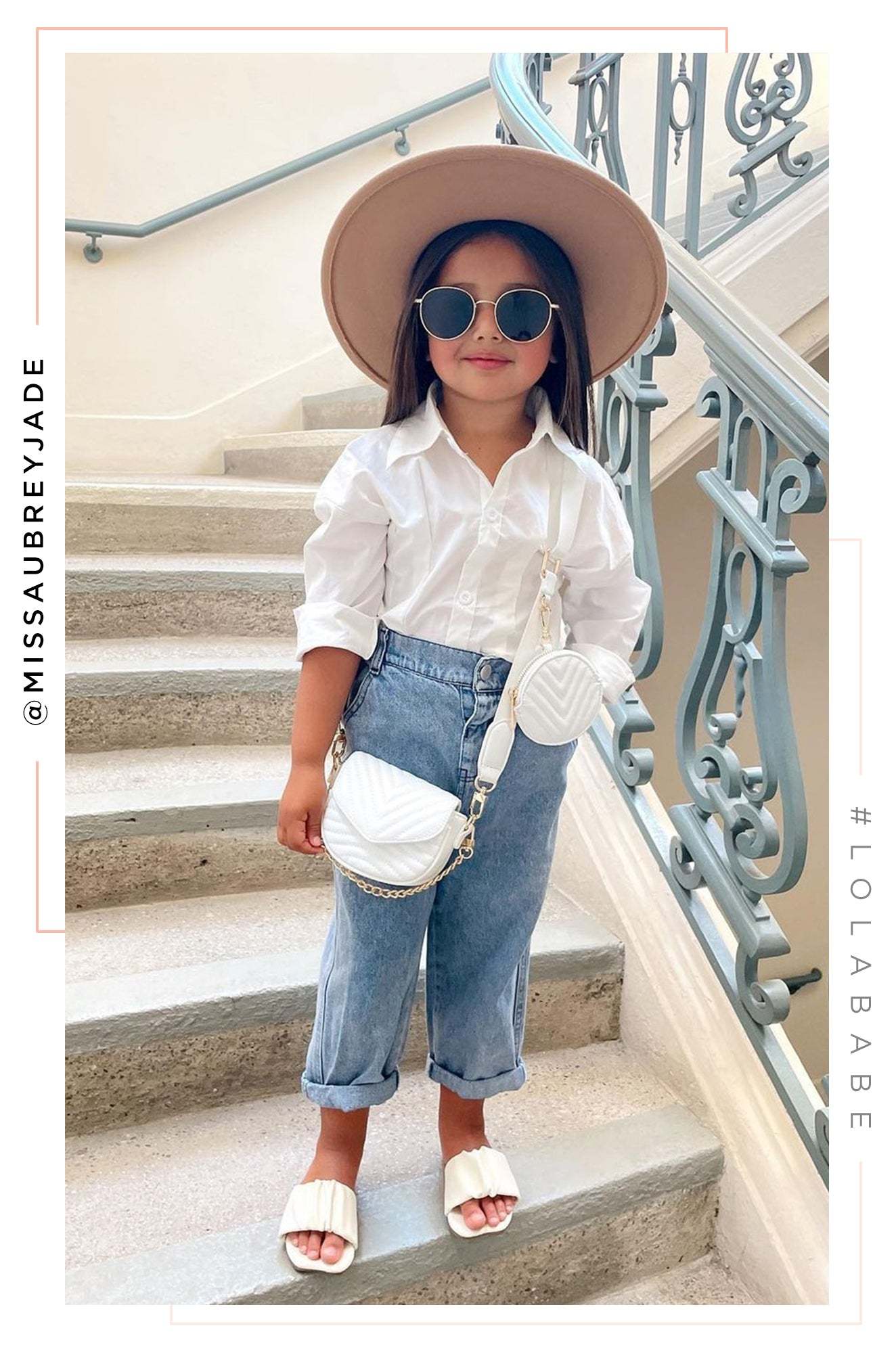 Mini Primavera Kids Flat Brim Hat - Nude-Laseno.All Rights Reserved.