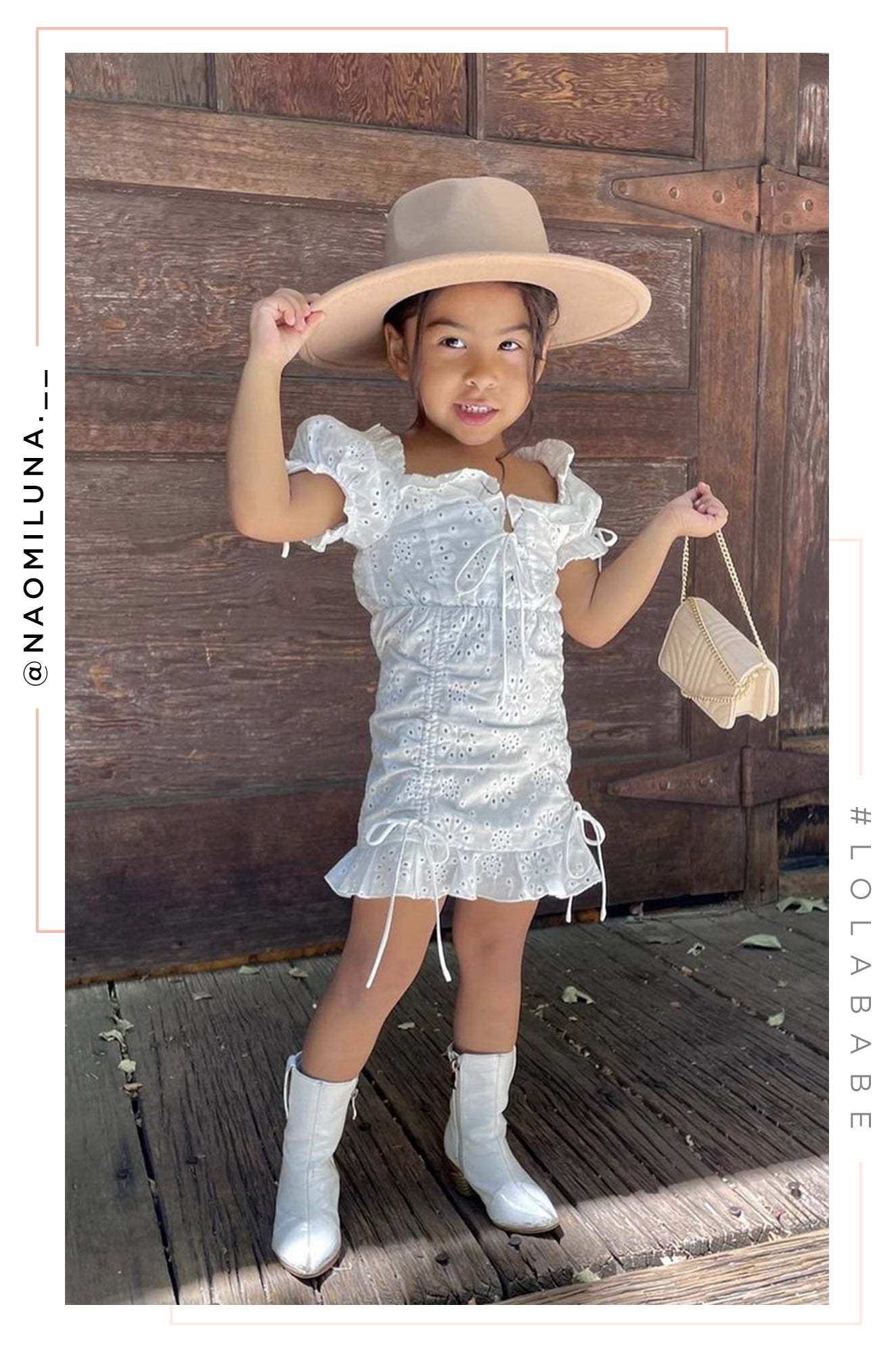 Mini Primavera Kids Flat Brim Hat - Nude-Laseno.All Rights Reserved.