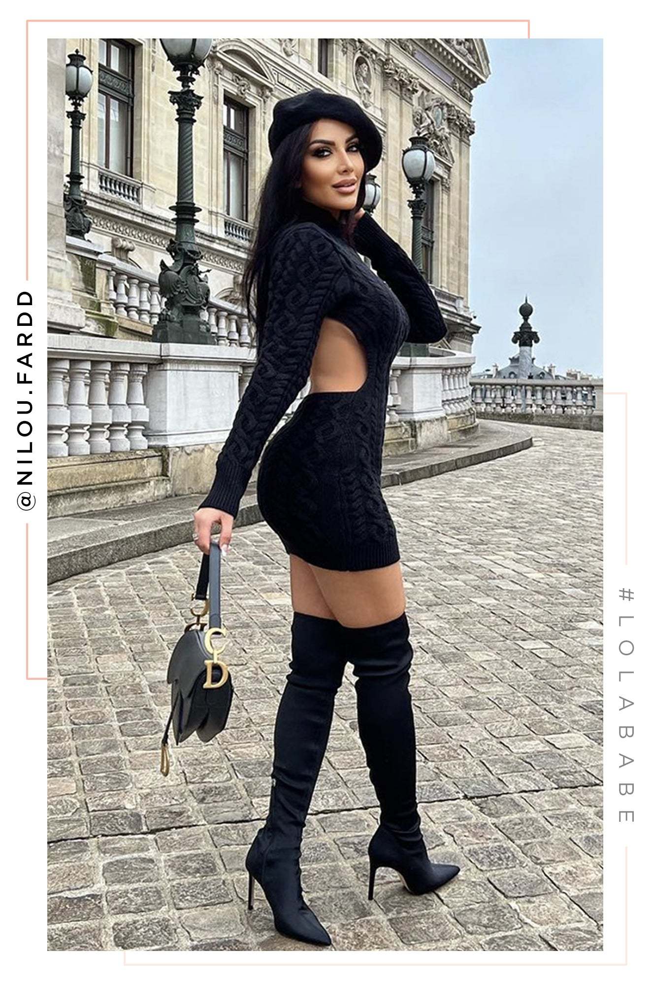 Think Of Me Long Sleeve Sweater Mini Dress - Black-Laseno.All Rights Reserved.
