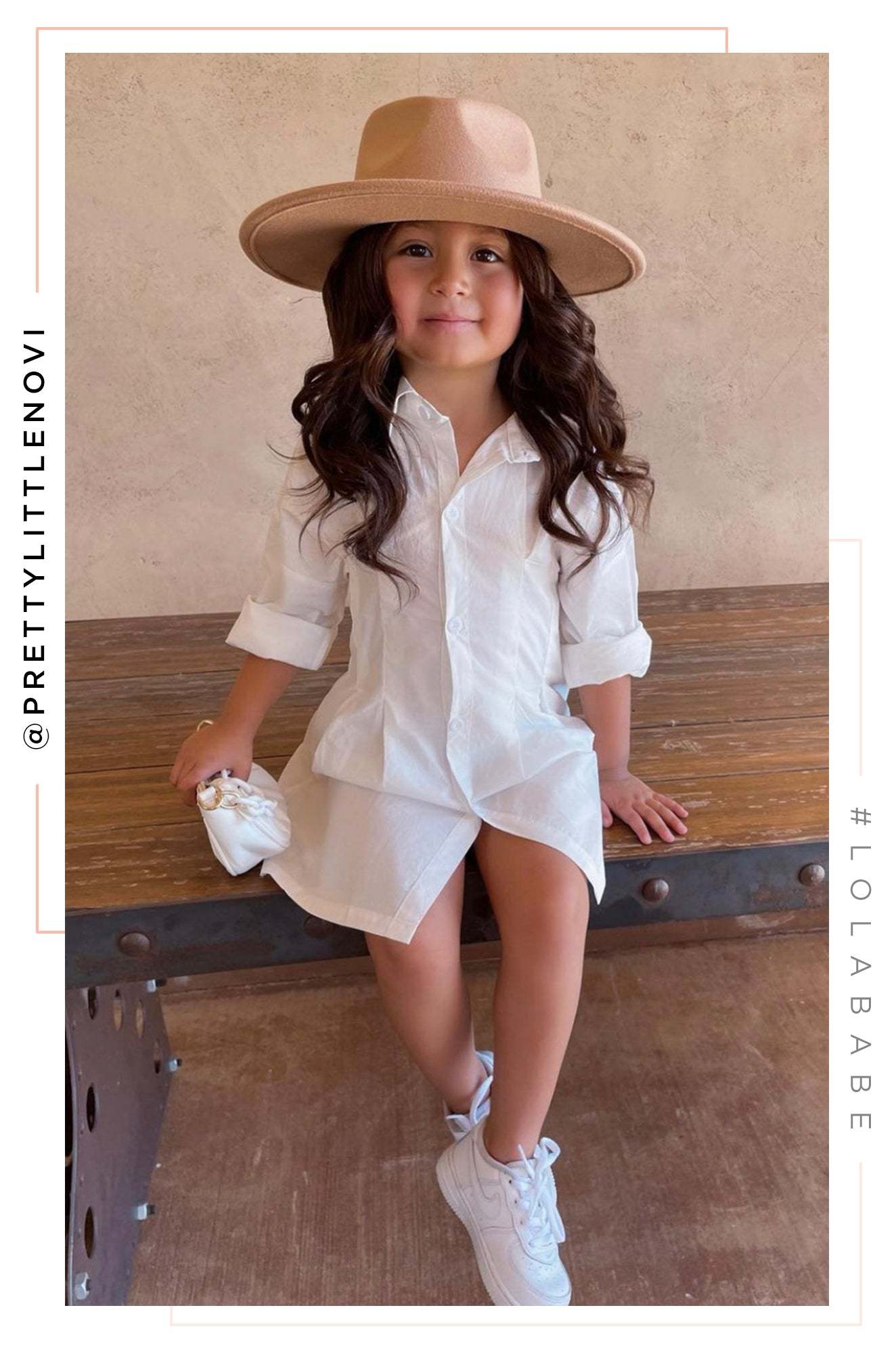 Mini Primavera Kids Flat Brim Hat - Nude-Laseno.All Rights Reserved.