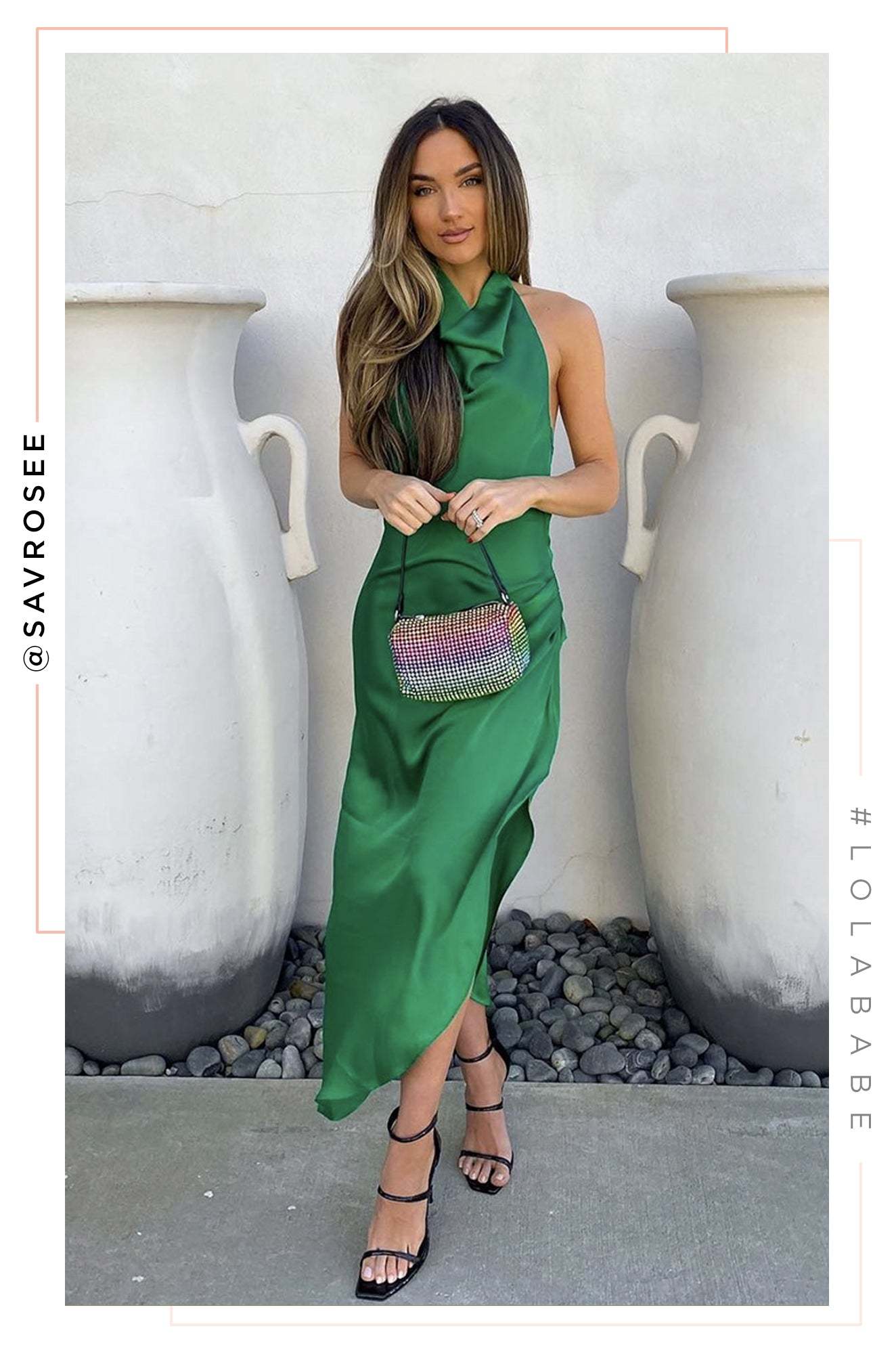 Night Gala Halter Neck Satin Dress - Green-Laseno.All Rights Reserved.