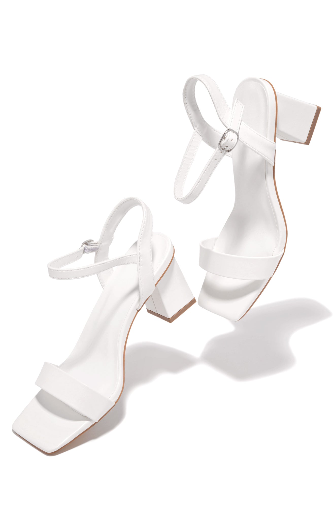 Violet Block Mid Heels - White-Laseno.All Rights Reserved.