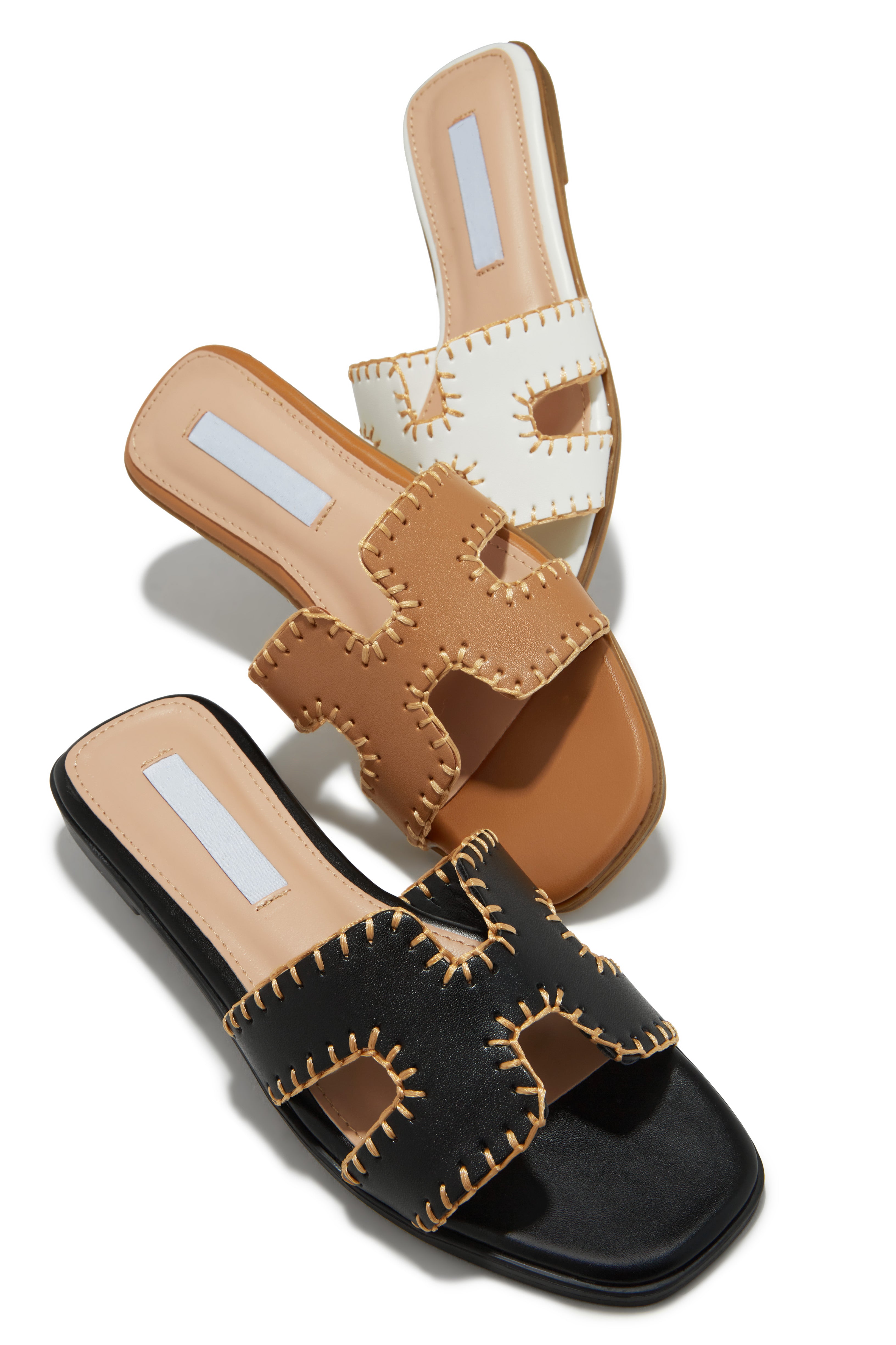 Noelle Slip On Sandals - Tan-Laseno.All Rights Reserved.