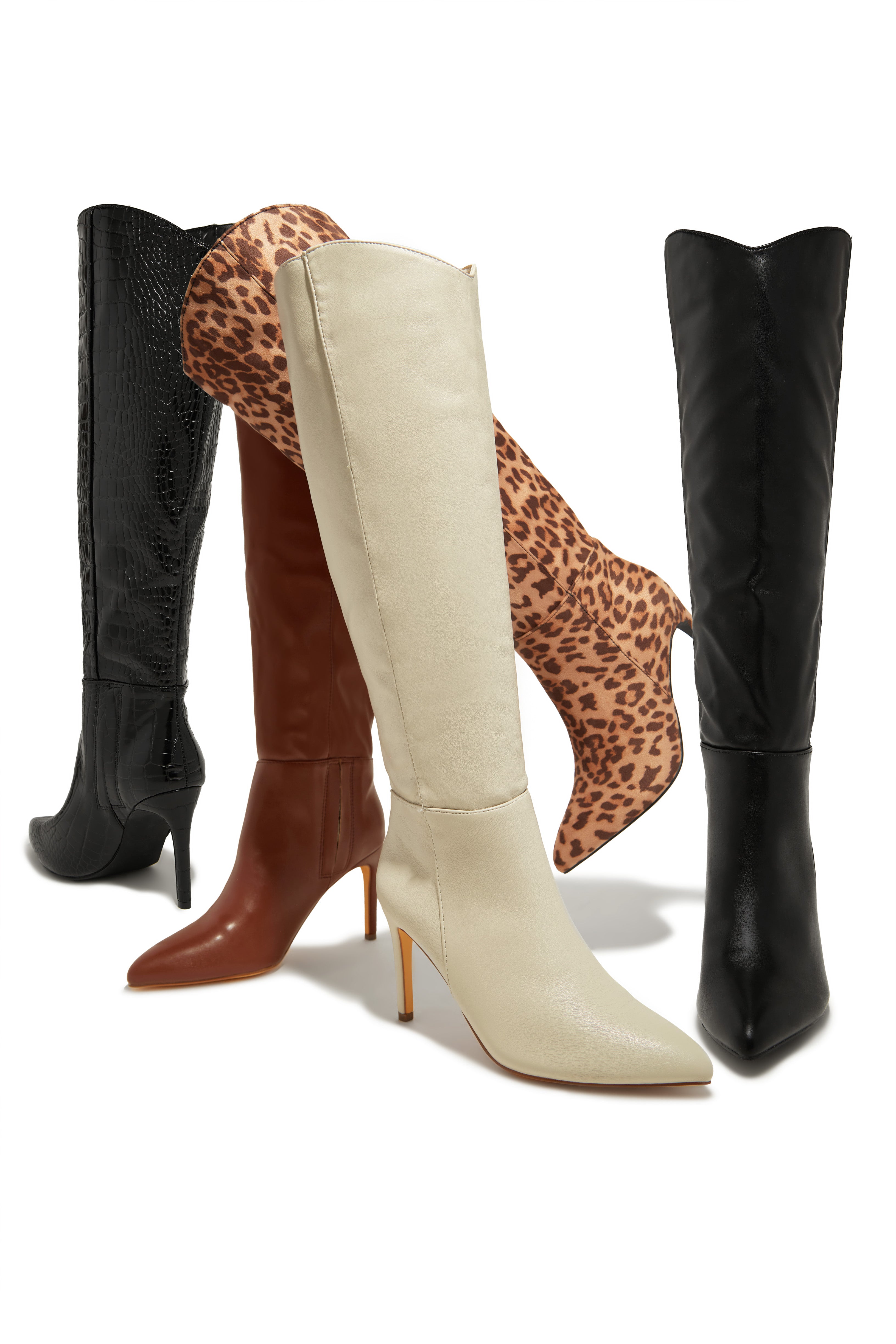Portia Knee High Heel Boots - Brown-Laseno.All Rights Reserved.