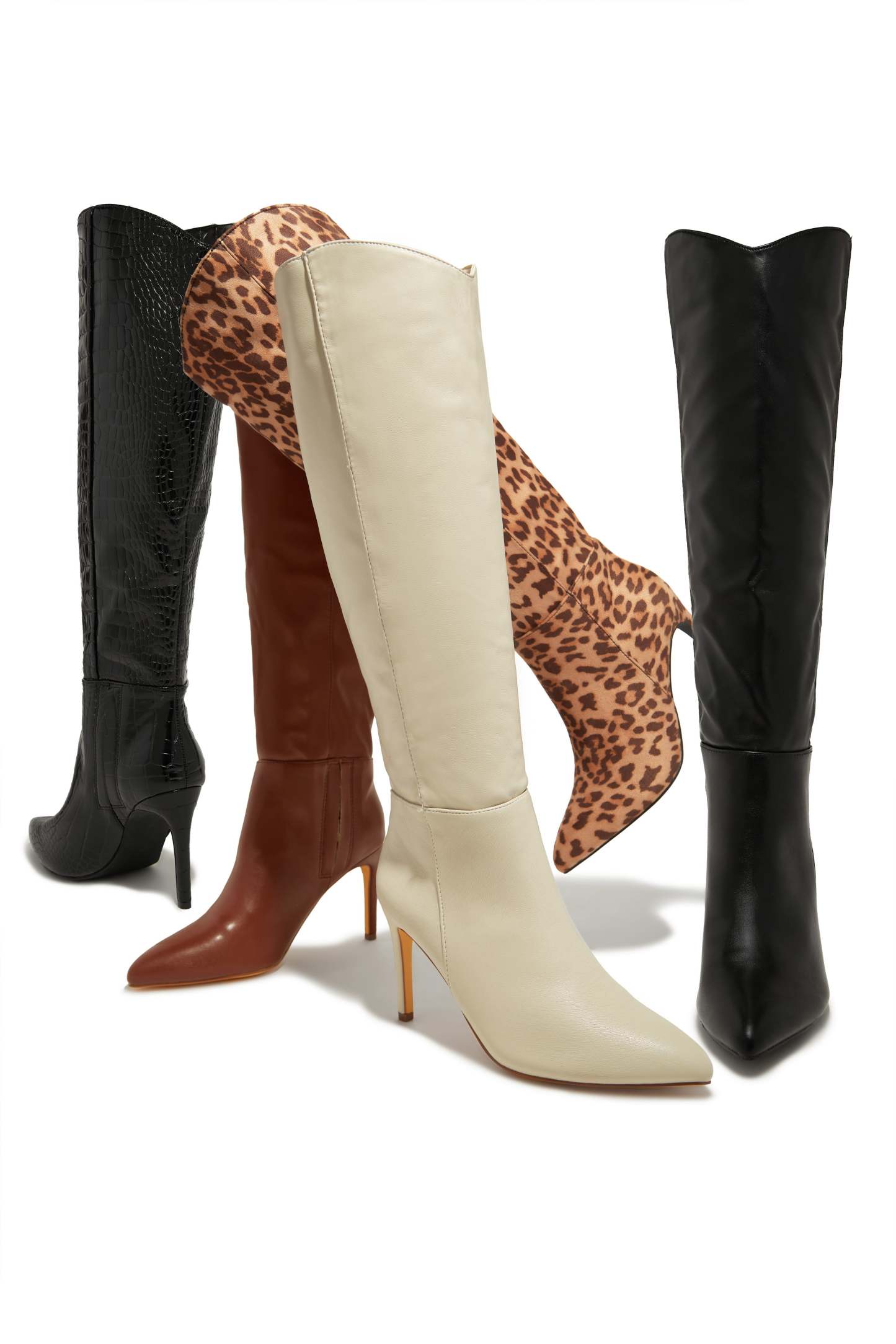 Portia Knee High Heel Boots - Brown-Laseno.All Rights Reserved.
