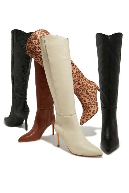 Portia Knee High Heel Boots - Brown-Laseno.All Rights Reserved.