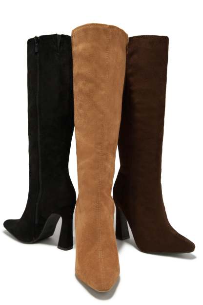 Stella Knee High Heel Boots - Brown-Laseno.All Rights Reserved.