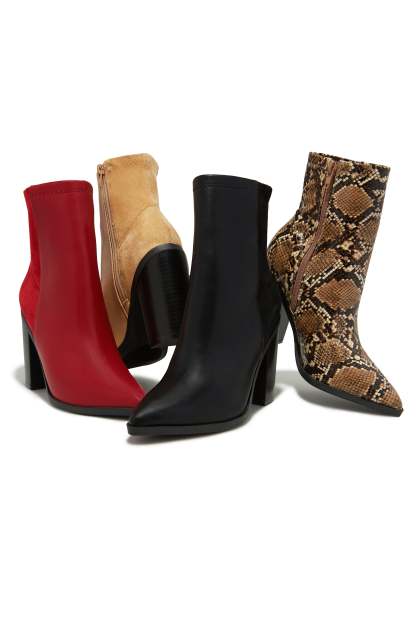 Triumph Block Heel Ankle Boots - Red-Laseno.All Rights Reserved.