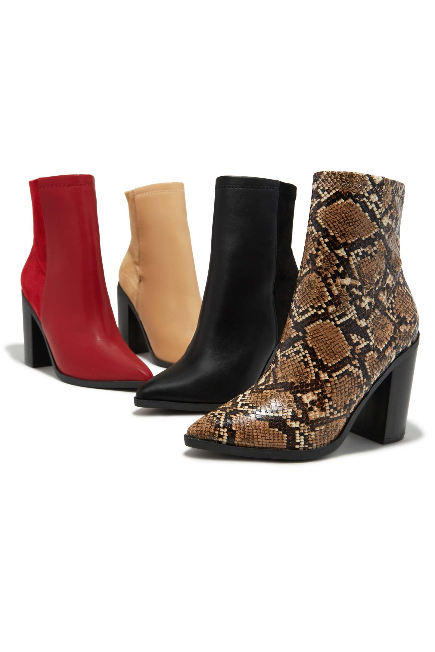 Triumph Block Heel Ankle Boots - Red-Laseno.All Rights Reserved.