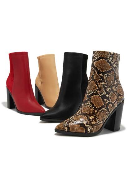 Triumph Block Heel Ankle Boots - Red-Laseno.All Rights Reserved.