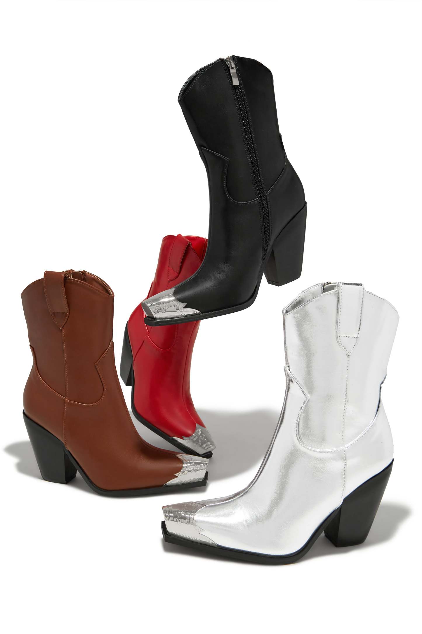 Reba Western Cowgirl Ankle Boots - Black-Laseno.All Rights Reserved.