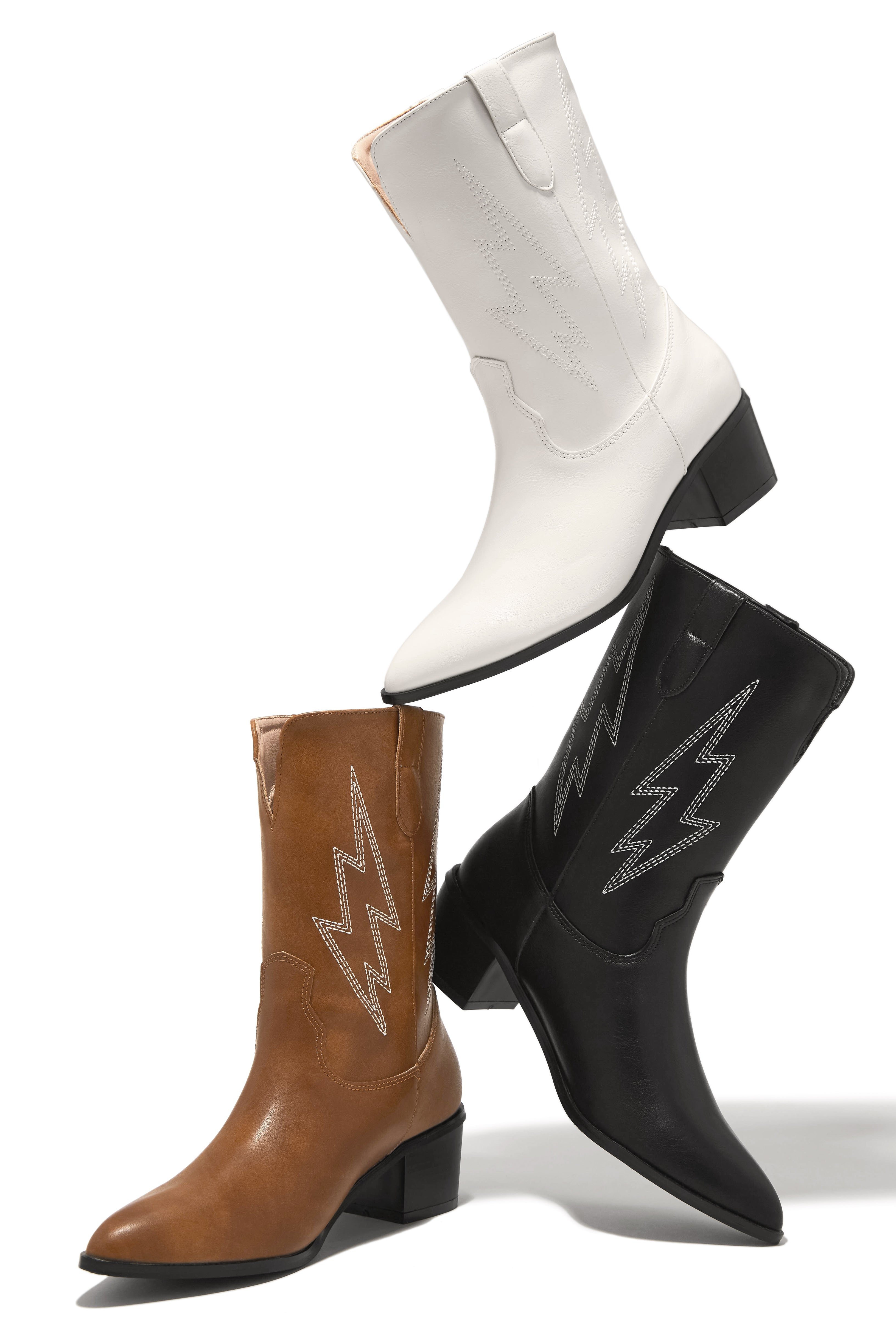 Mainstage Moment Stacked Heel Boots - Cognac-Laseno.All Rights Reserved.
