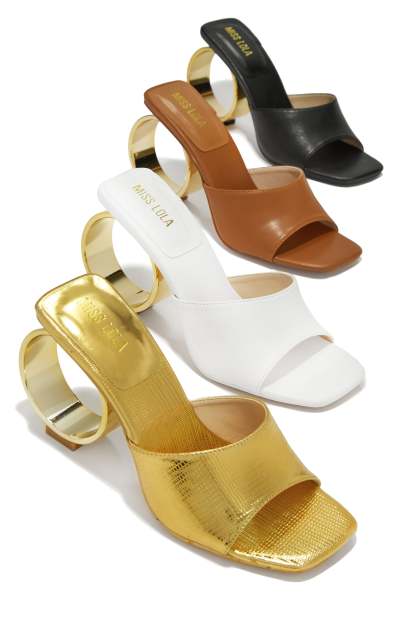 Naomi Sphere Heel Mules - Tan-Laseno.All Rights Reserved.