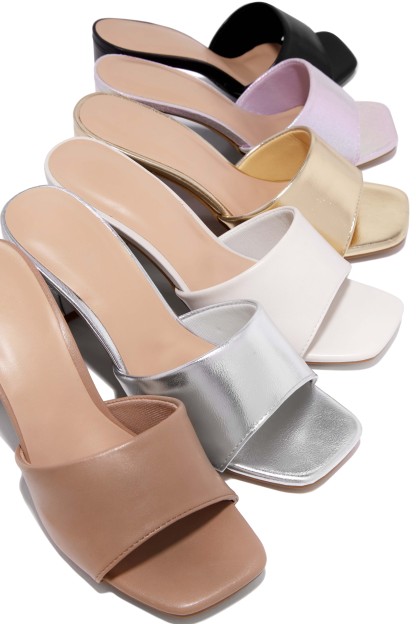 Sylva Block Heel Mules - Silver-Laseno.All Rights Reserved.