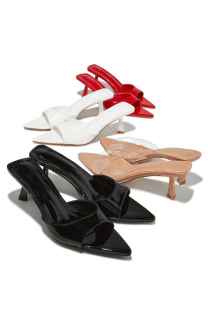 Zarina Mid Heel Mules - Clear-Laseno.All Rights Reserved.