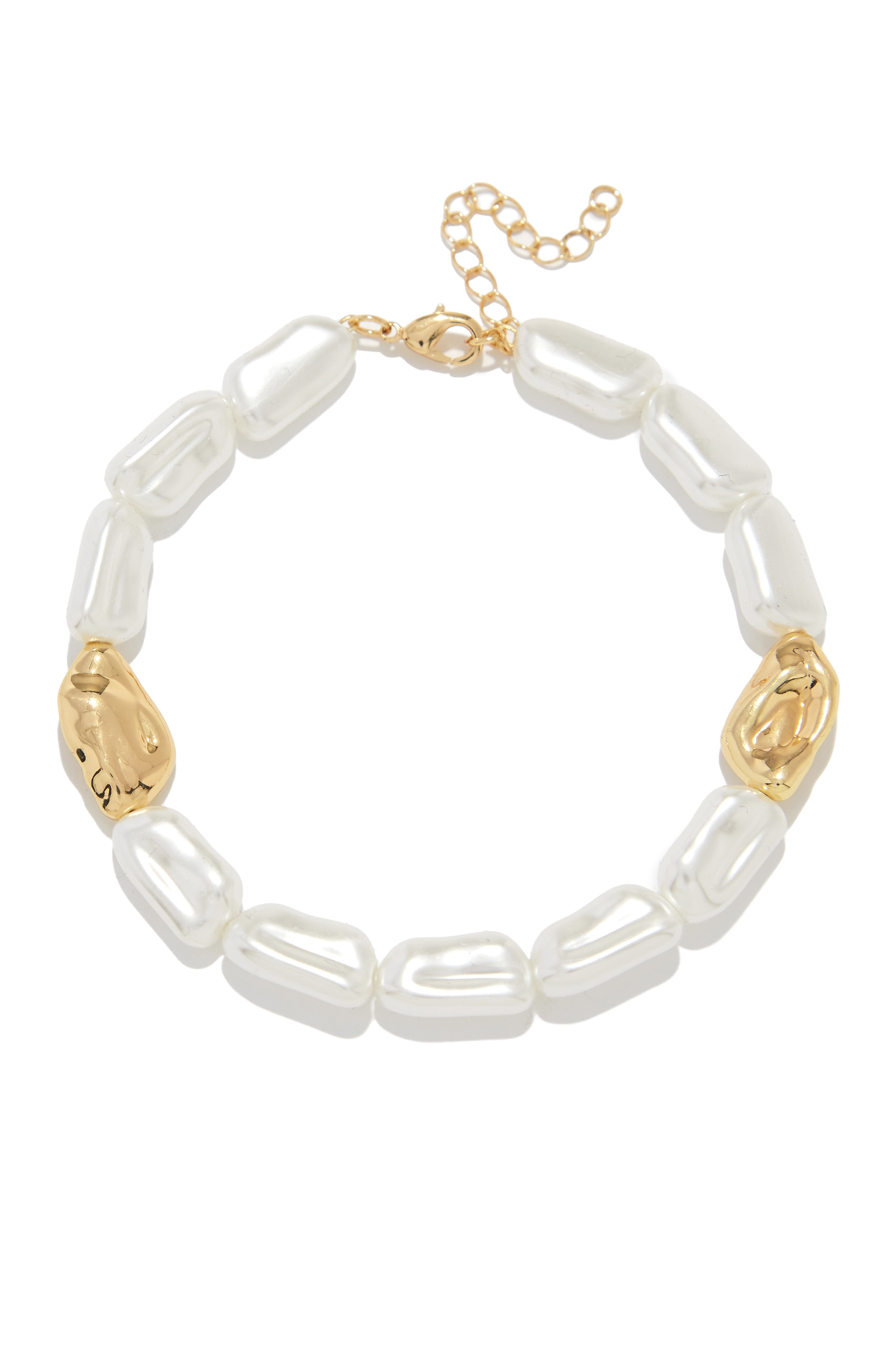 Loriana Pearl Beaded Anklet - White-Laseno.All Rights Reserved.