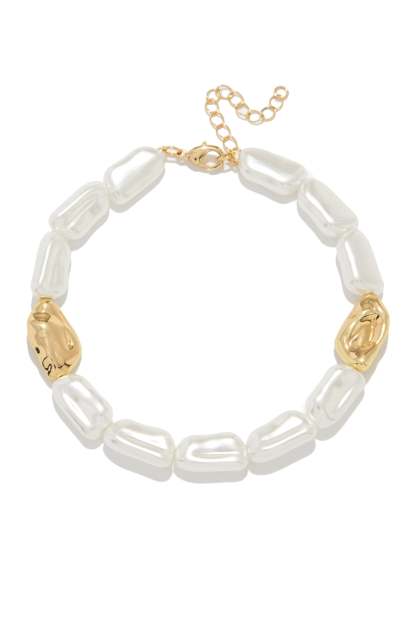 Loriana Pearl Beaded Anklet - White-Laseno.All Rights Reserved.