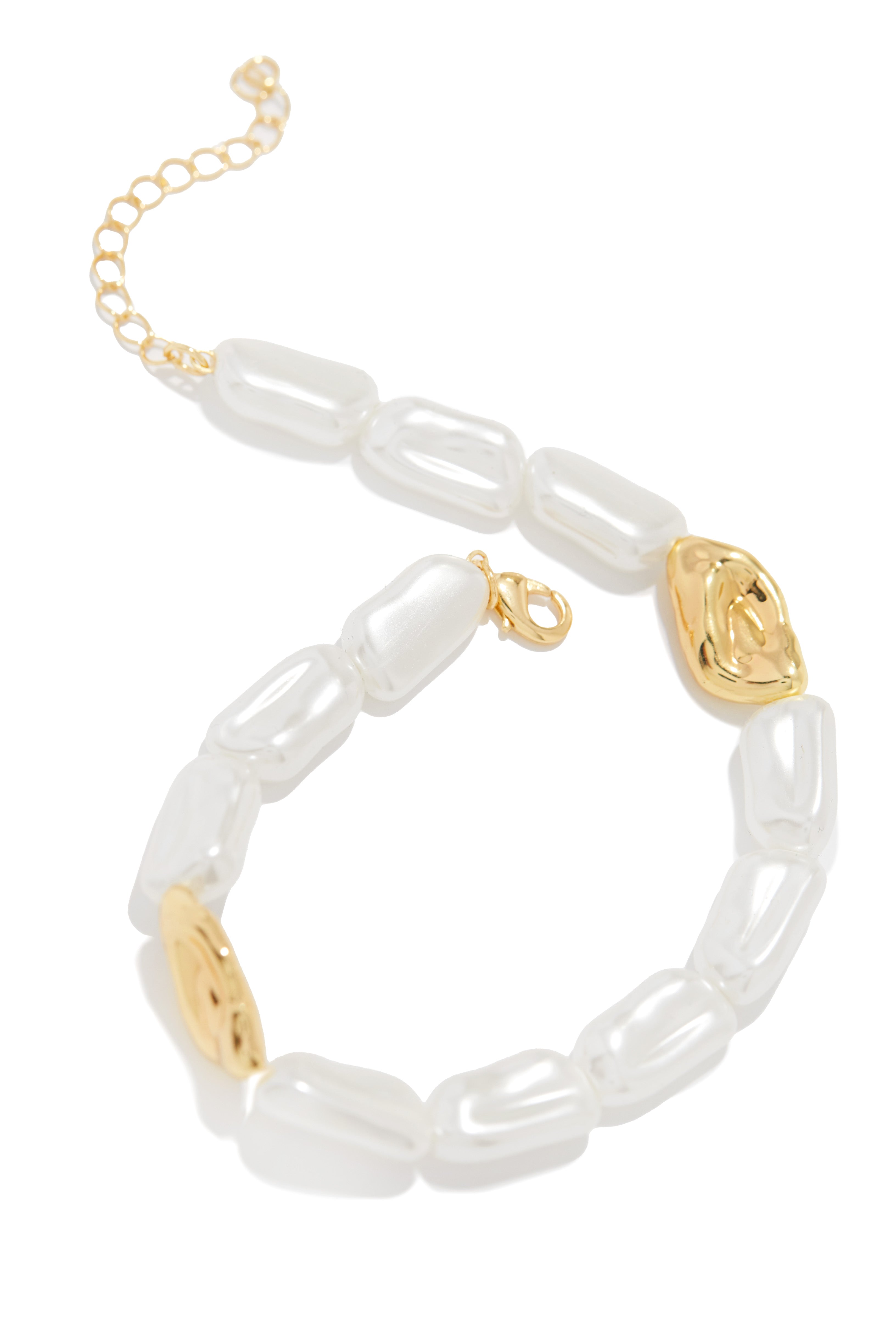 Loriana Pearl Beaded Anklet - White-Laseno.All Rights Reserved.