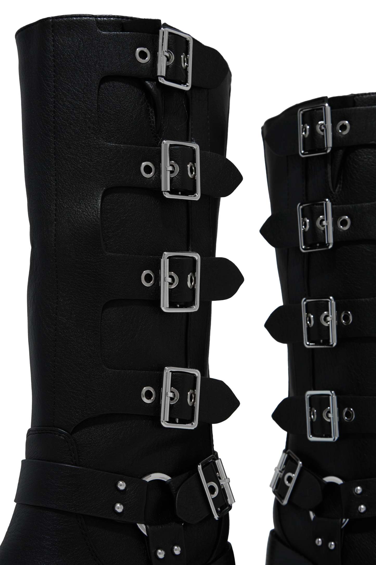 Imani Moto Block Heel Boots - Black-Laseno.All Rights Reserved.