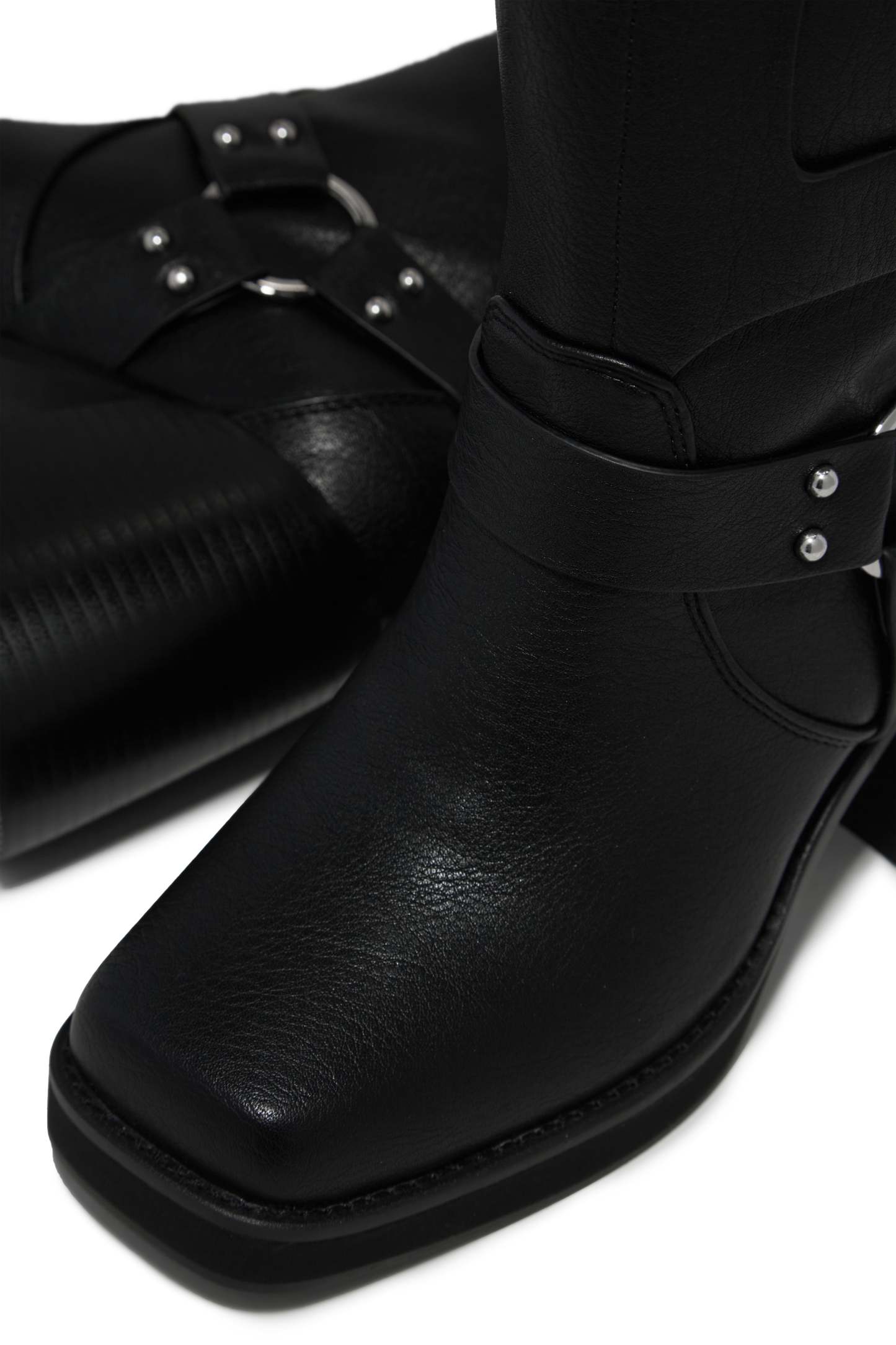 Imani Moto Block Heel Boots - Black-Laseno.All Rights Reserved.