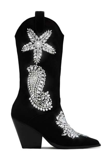Rock The Rodeo Embellished Cowgirl Boots - Black-Laseno.All Rights Reserved.