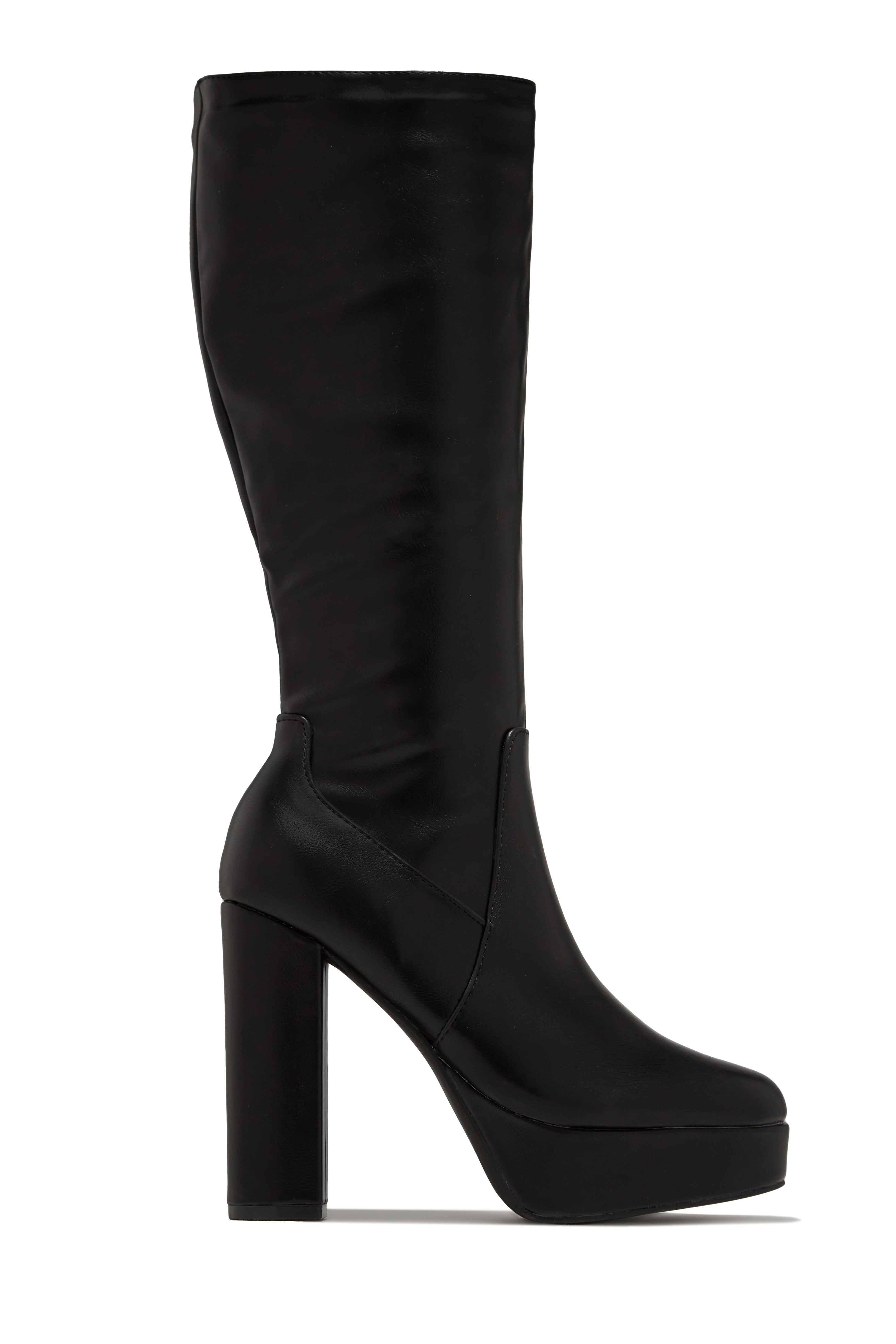 Ellie Platform Block Heel Boots - Black-Laseno.All Rights Reserved.