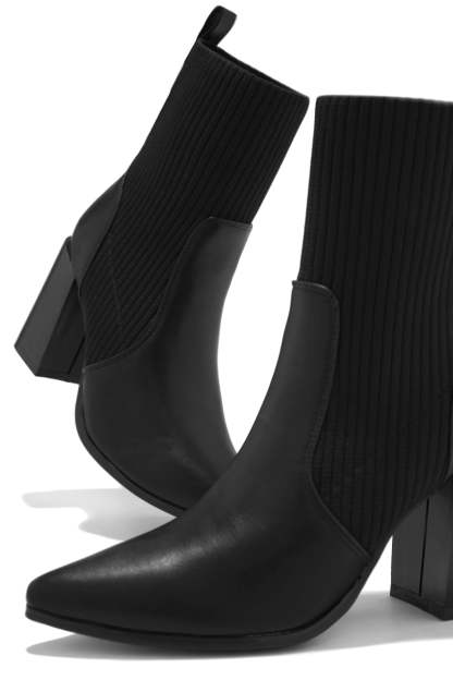 Perfect Night Block Heel Ankle Boots - Black-Laseno.All Rights Reserved.