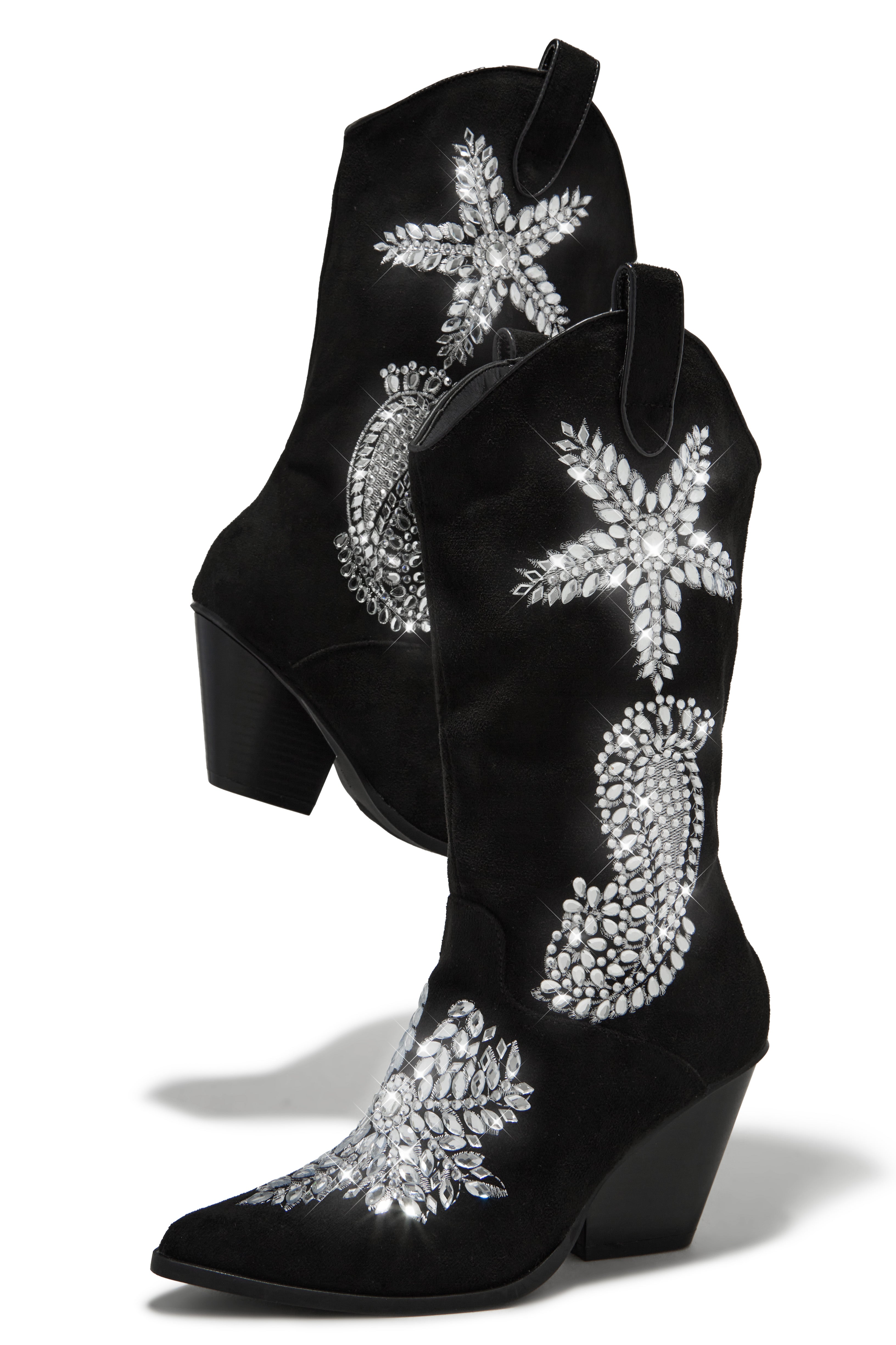 Rock The Rodeo Embellished Cowgirl Boots - Black-Laseno.All Rights Reserved.