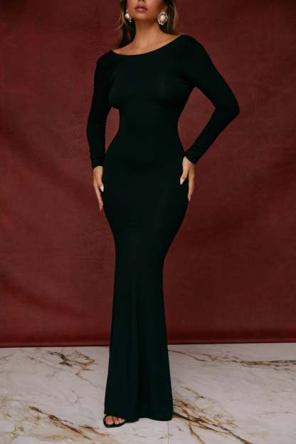 Zarai Long Sleeve Maxi Dress - Black-Laseno.All Rights Reserved.