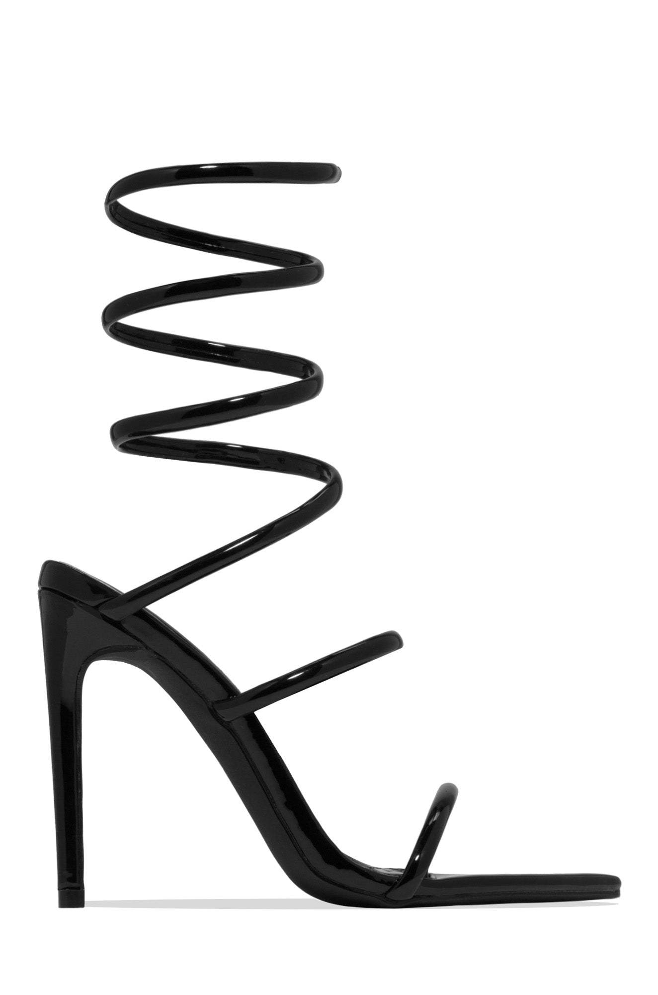Nathalie Around The Ankle Coil High Heels - White-Laseno.All Rights Reserved.