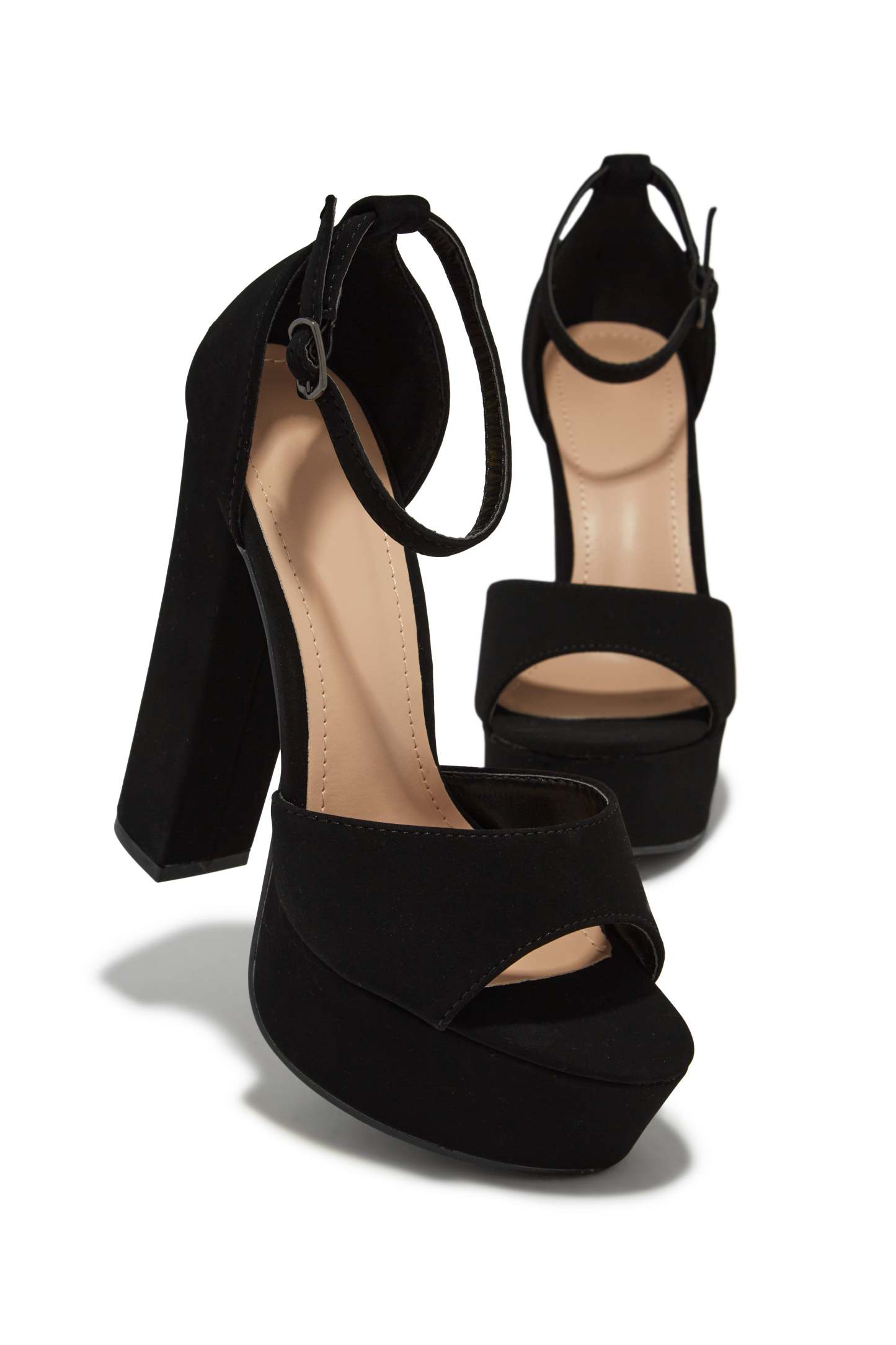 Penelope Platform Block High Heels - Black-Laseno.All Rights Reserved.