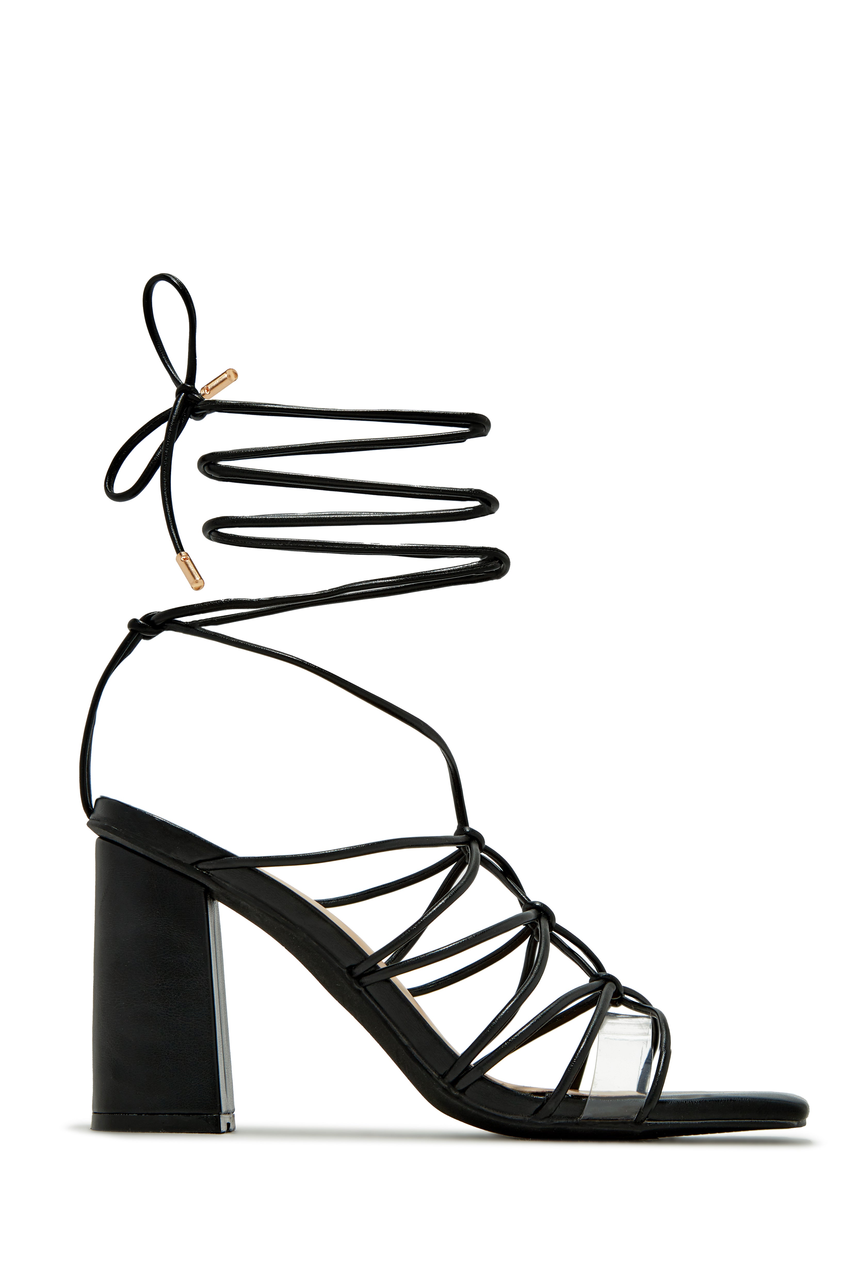 Palmera Lace Up Block Heels - Nude-Laseno.All Rights Reserved.