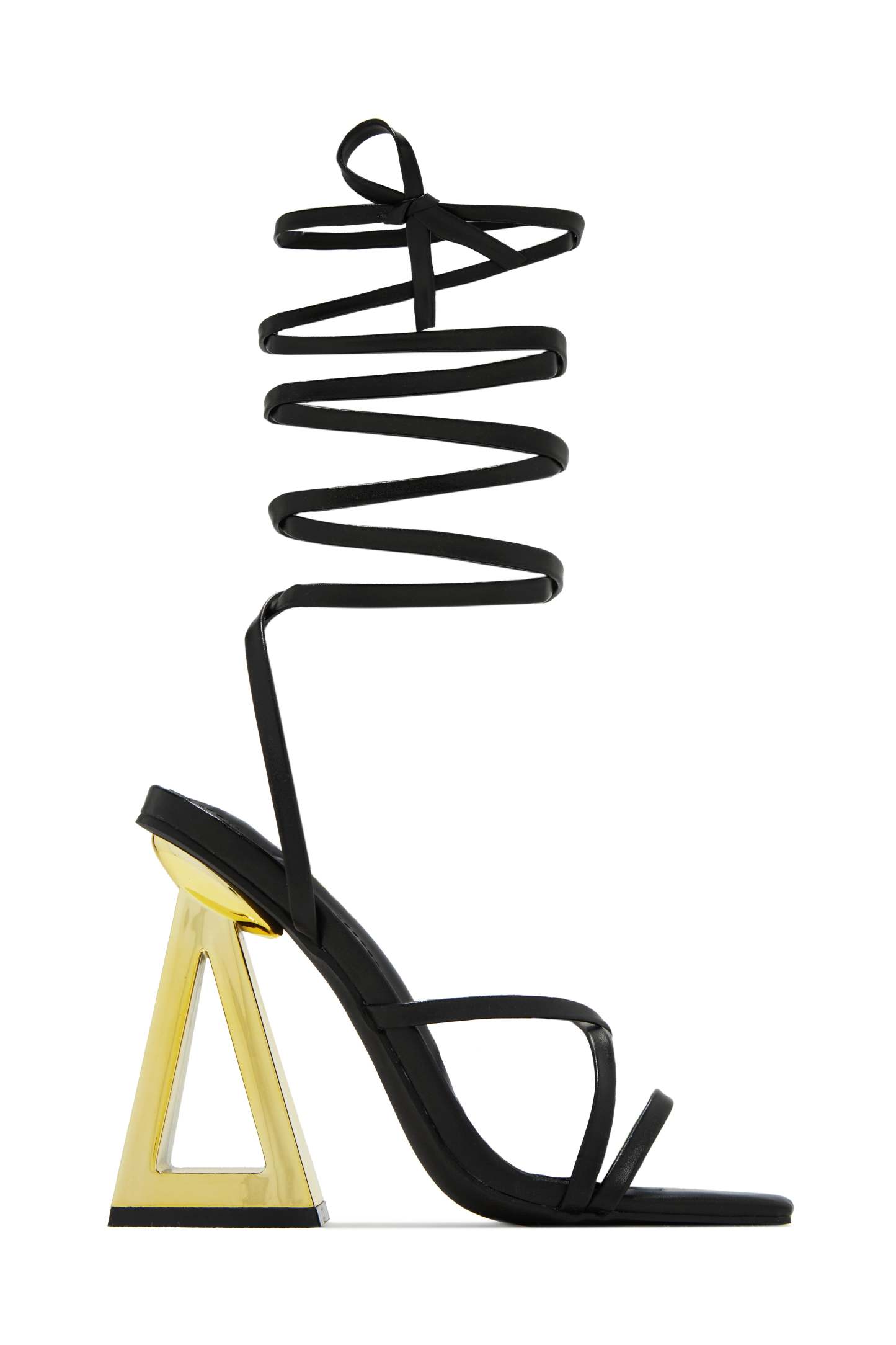 Zhuri Lace Up Block High Heels - Black-Laseno.All Rights Reserved.