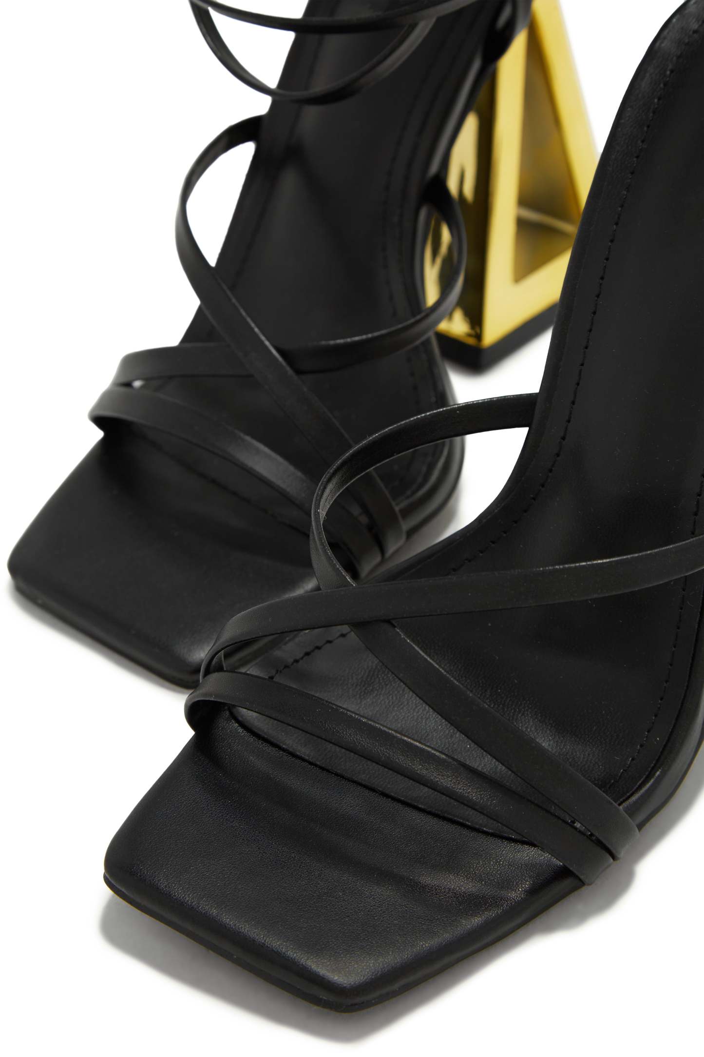 Zhuri Lace Up Block High Heels - Black-Laseno.All Rights Reserved.