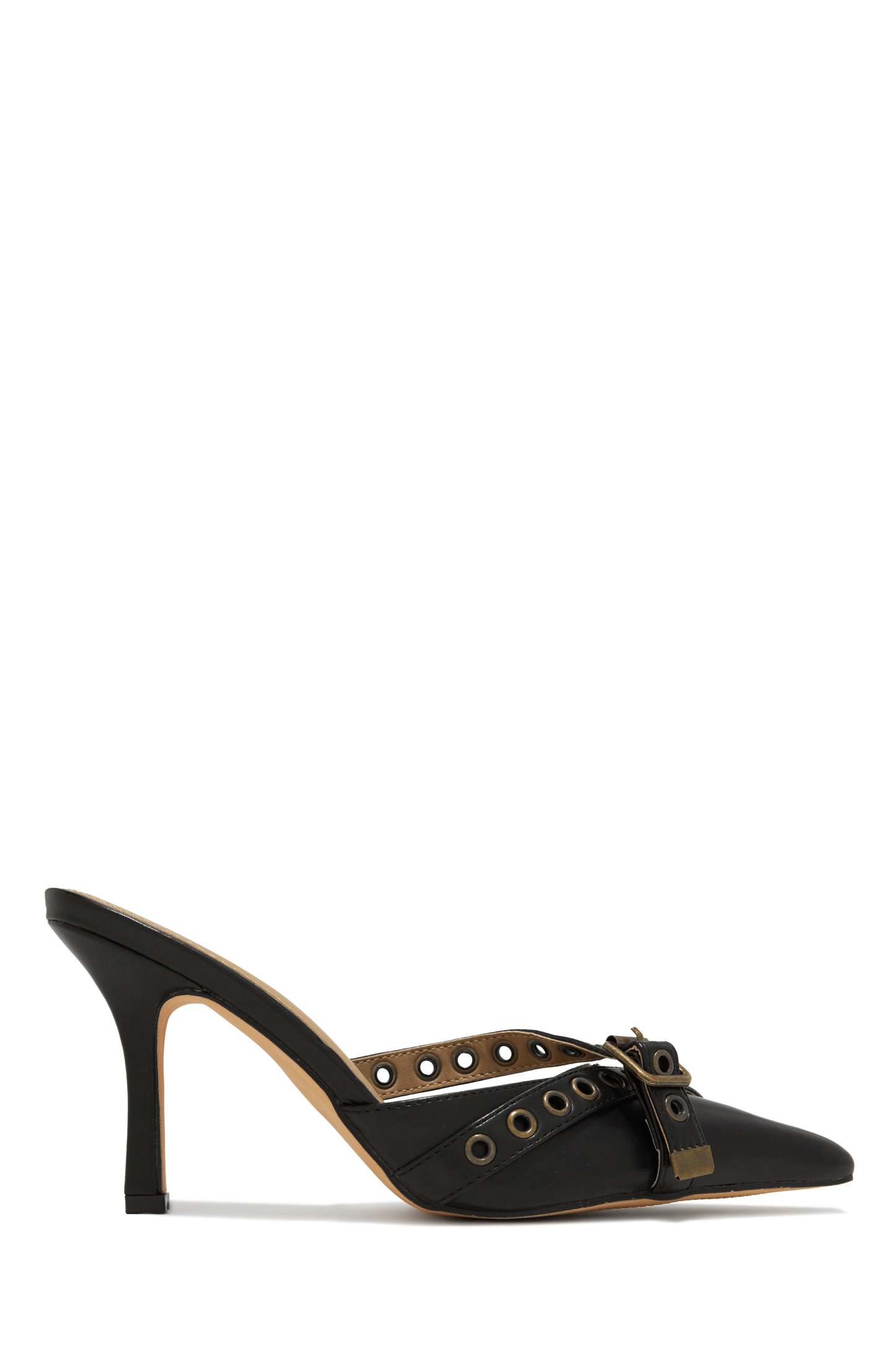 Tamra Mule Heel Pumps - Black-Laseno.All Rights Reserved.
