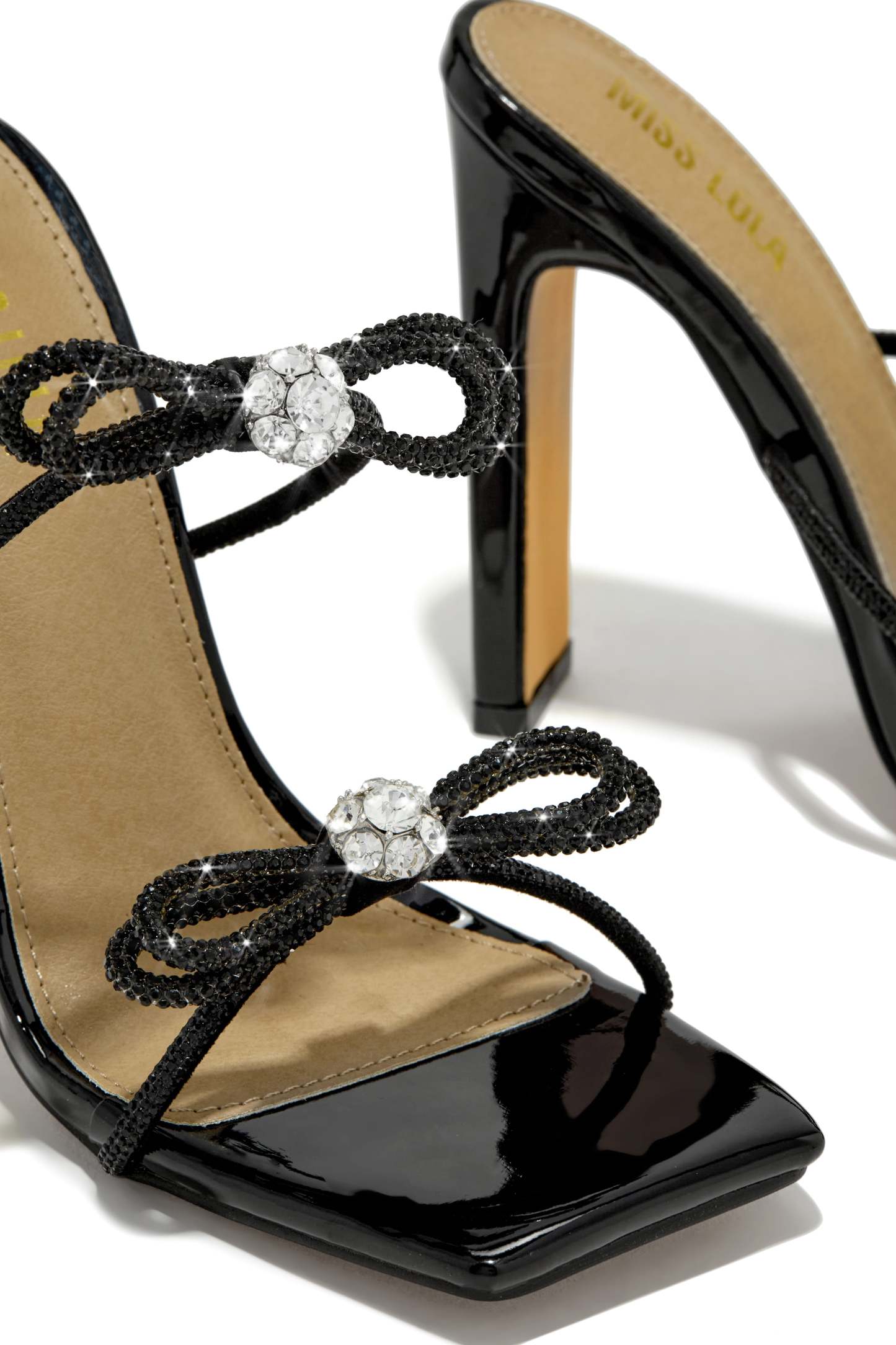 Life Is A Party Embellished High Heel Mules - Black-Laseno.All Rights Reserved.