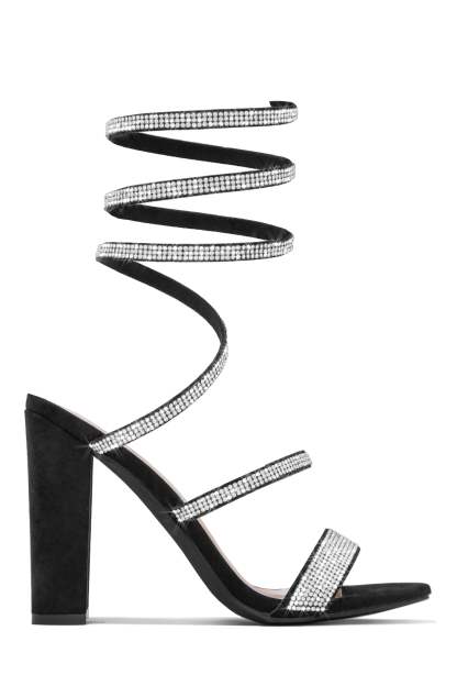 So In Love Embellished Block High Heels - Nude-Laseno.All Rights Reserved.
