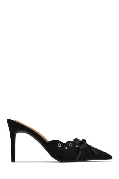 Sylvia Pump Heel Mules - Black-Laseno.All Rights Reserved.