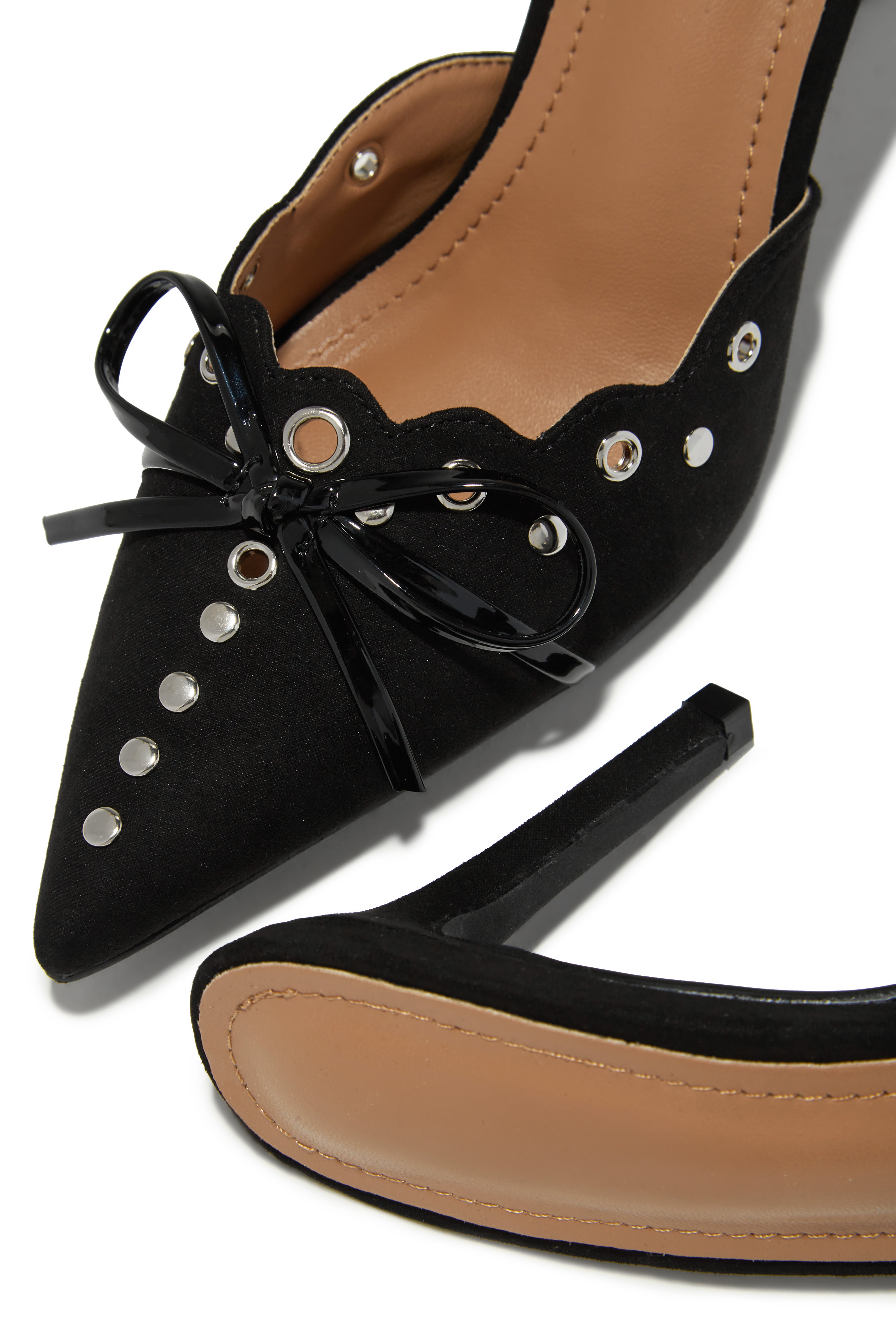 Sylvia Pump Heel Mules - Black-Laseno.All Rights Reserved.