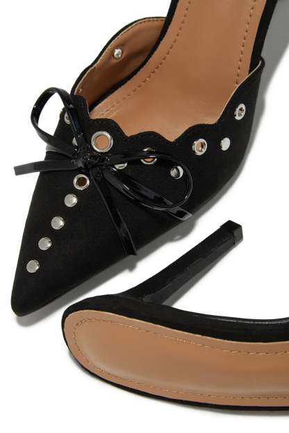 Sylvia Pump Heel Mules - Black-Laseno.All Rights Reserved.